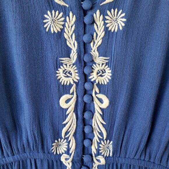 Lovers & Friends Valentine Embroidered Button Front Maxi Dress Size Small - Picture 11 of 15